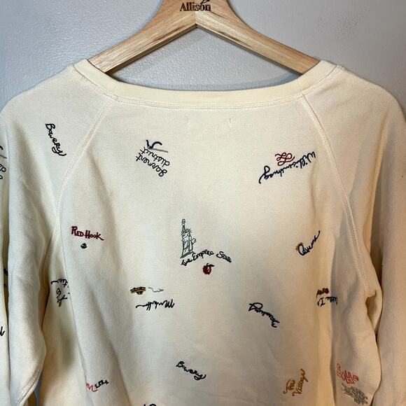 Madewell New York City Embroidered Shrunken Sweatshirt Subway Graffiti SZ Large - Picture 15 of 16